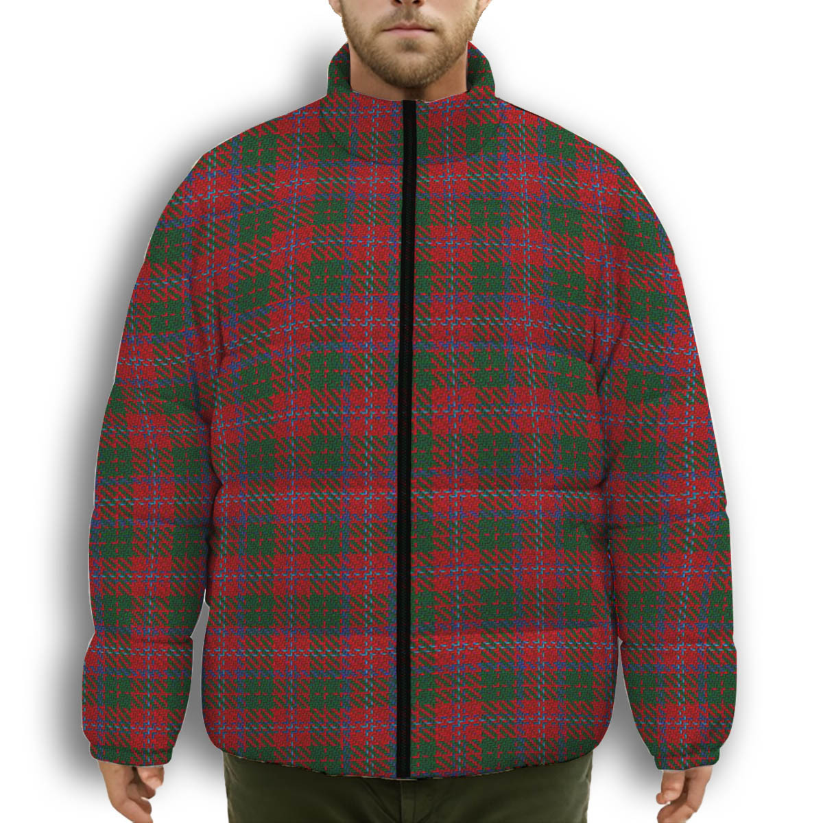 ScotsTee Shop Scottish MacQuarrie 4 Premium Tartan Collar Down Jacket Winter White Duck Down Plaid