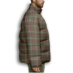 ScotsTee Shop Scottish Seton Hunting Premium Tartan Collar Down Jacket Winter White Duck Down Plaid