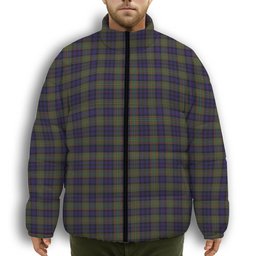 ScotsTee Shop Scottish McClelland Modern Premium Tartan Collar Down Jacket Winter White Duck Down Plaid