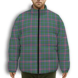ScotsTee Shop Scottish Pitcairn Hunting Ancient Premium Tartan Collar Down Jacket Winter White Duck Down Plaid