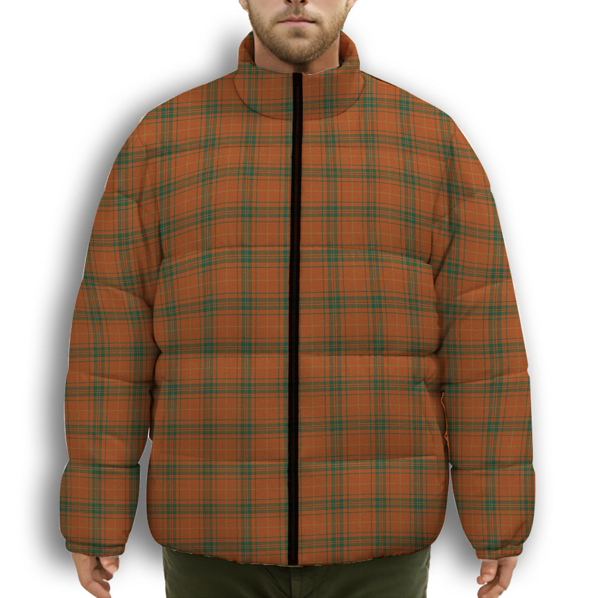 ScotsTee Shop Scottish Wolfe Premium Tartan Collar Down Jacket Winter White Duck Down Plaid
