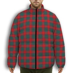 ScotsTee Shop Scottish MacPhail Blue Bands Modern Premium Tartan Collar Down Jacket Winter White Duck Down Plaid
