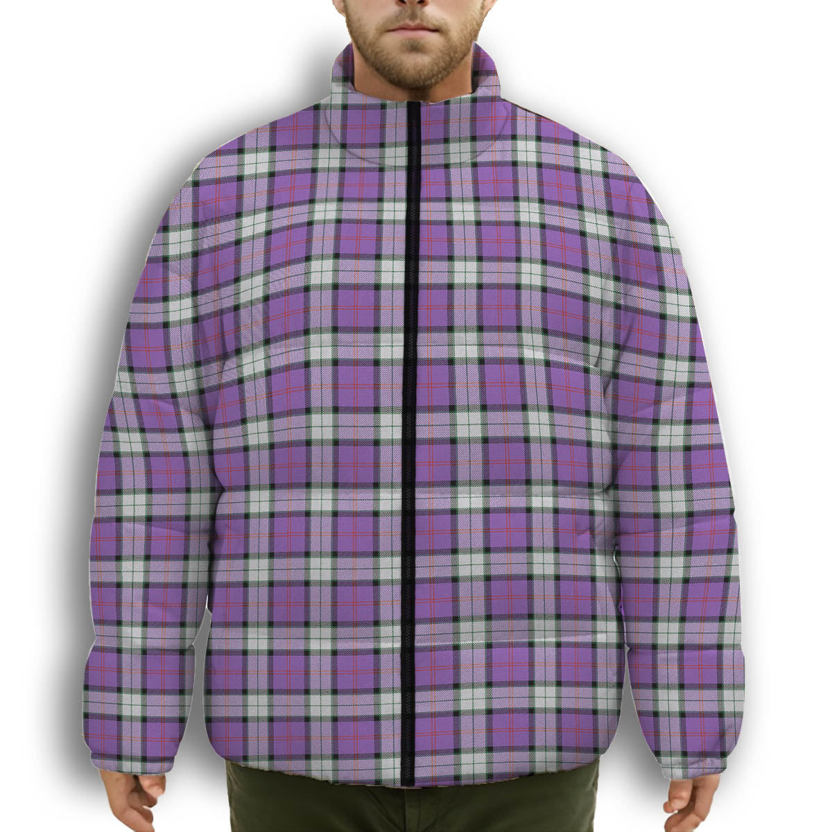 ScotsTee Shop Scottish Sinclair Dress (Dance) Ancient Clan Premium Tartan Collar Down Jacket Winter White Duck Down Plaid