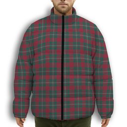 ScotsTee Shop Scottish Strang Modern Premium Tartan Collar Down Jacket Winter White Duck Down Plaid