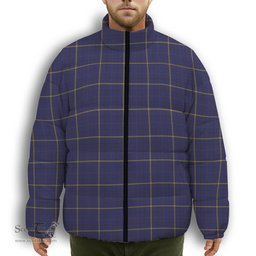 ScotsTee Shop Scottish Pearson Premium Tartan Collar Down Jacket Winter White Duck Down Plaid