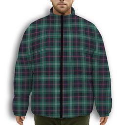 ScotsTee Shop Scottish Sutherland Old Modern Premium Tartan Collar Down Jacket Winter White Duck Down Plaid