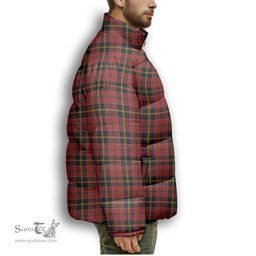 ScotsTee Shop Scottish McAlister of Skye Modern Premium Tartan Collar Down Jacket Winter White Duck Down Plaid