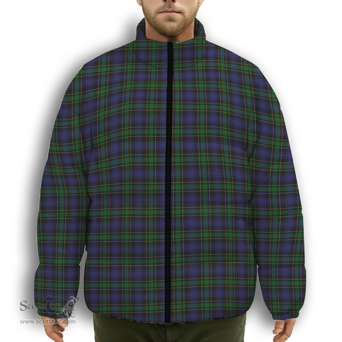 ScotsTee Shop Scottish Mowat Clans Originaux Premium Tartan Collar Down Jacket Winter White Duck Down Plaid