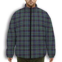 ScotsTee Shop Scottish Stephenson Premium Tartan Collar Down Jacket Winter White Duck Down Plaid