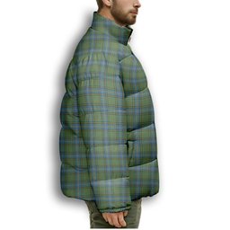 ScotsTee Shop Scottish MacMillan Hunting Ancient Premium Tartan Collar Down Jacket Winter White Duck Down Plaid