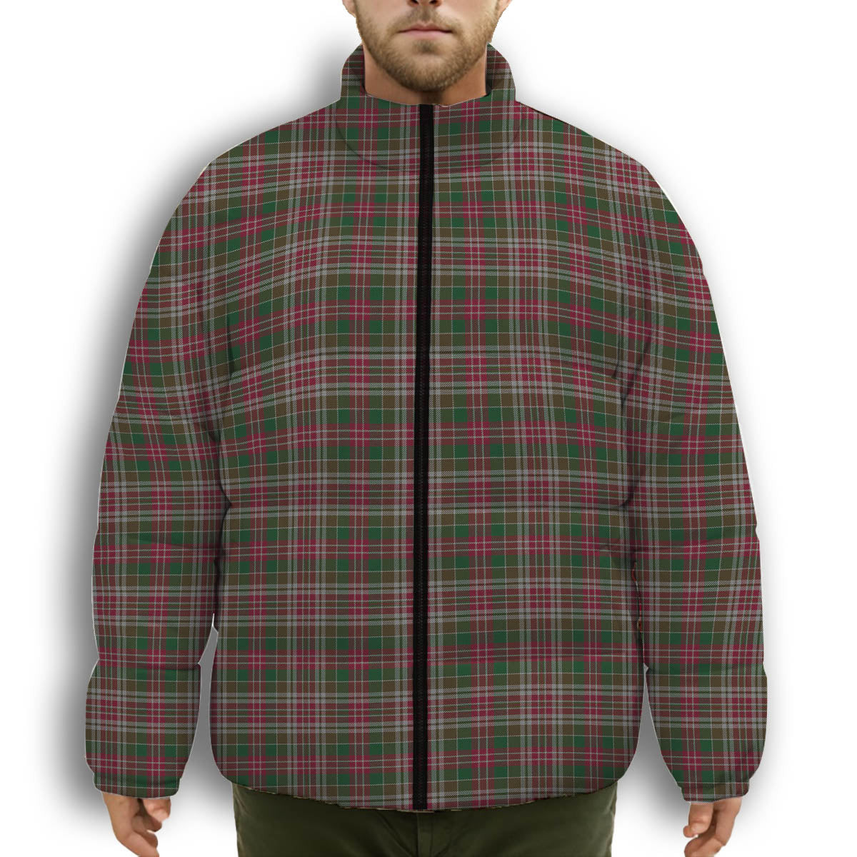 ScotsTee Shop Scottish MacPherson 9 Premium Tartan Collar Down Jacket Winter White Duck Down Plaid