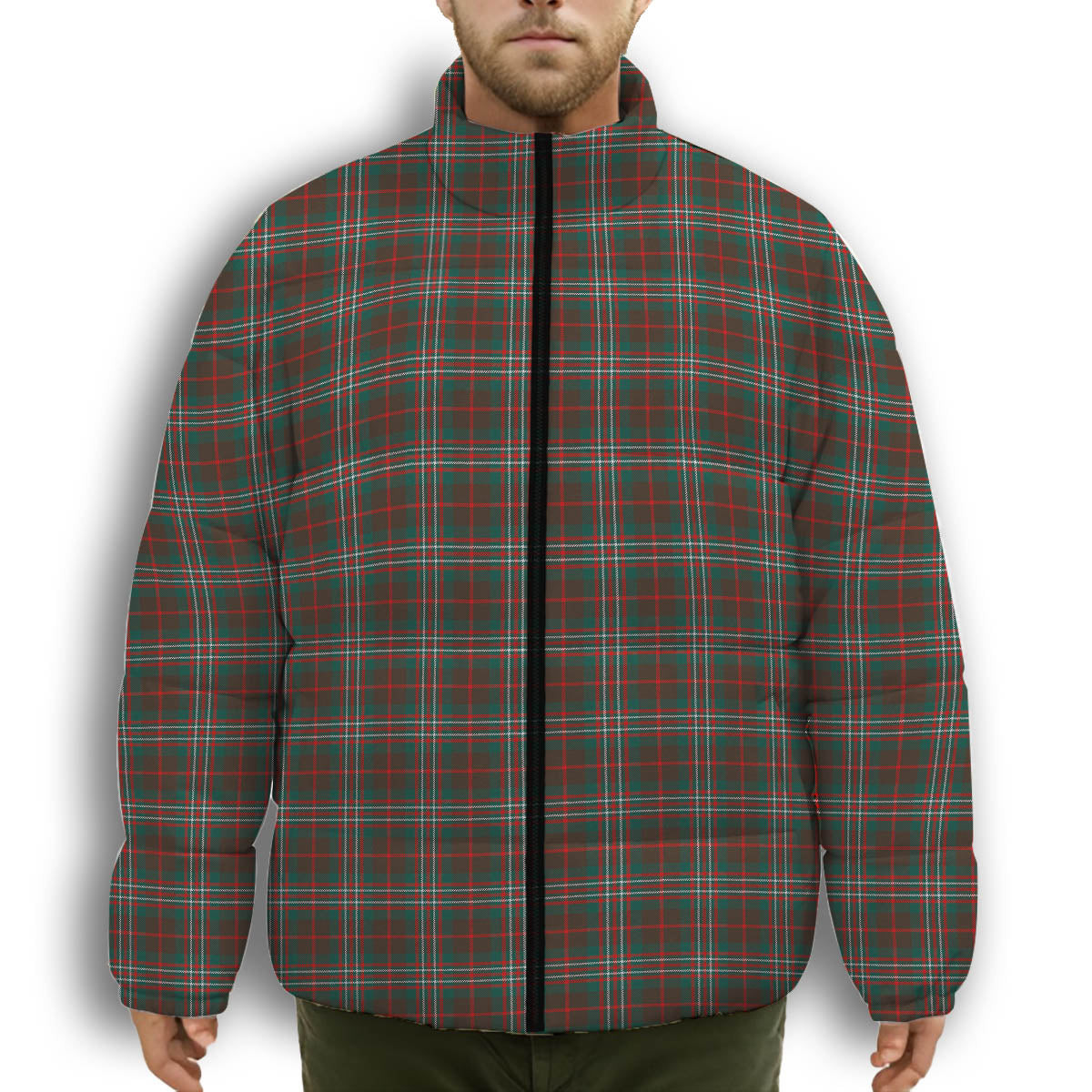 ScotsTee Shop Scottish Scott Brown Hunting Modern Premium Tartan Collar Down Jacket Winter White Duck Down Plaid
