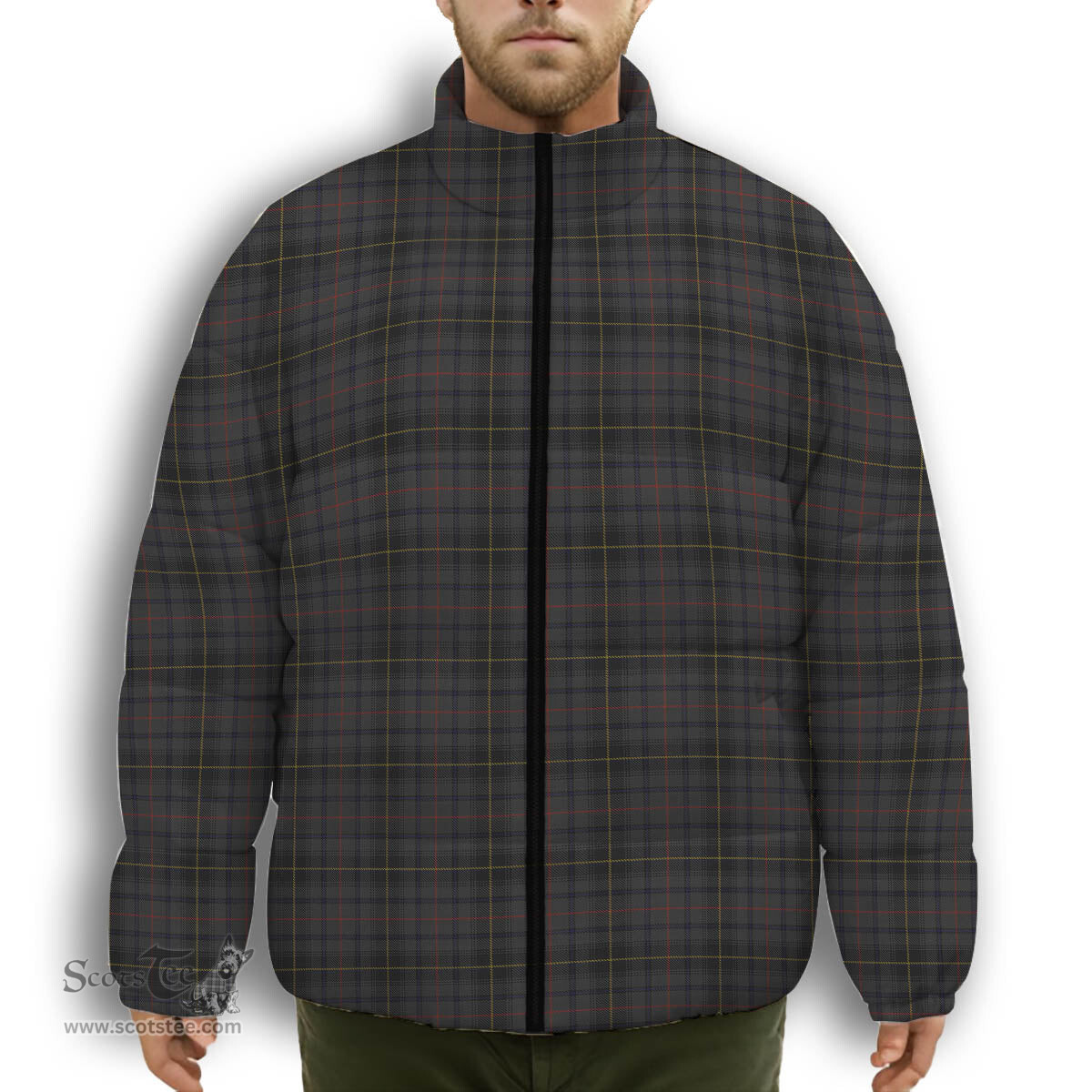 ScotsTee Shop Scottish MacInnes Homecoming Premium Tartan Collar Down Jacket Winter White Duck Down Plaid