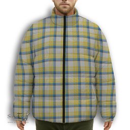 ScotsTee Shop Scottish MacGrath Premium Tartan Collar Down Jacket Winter White Duck Down Plaid