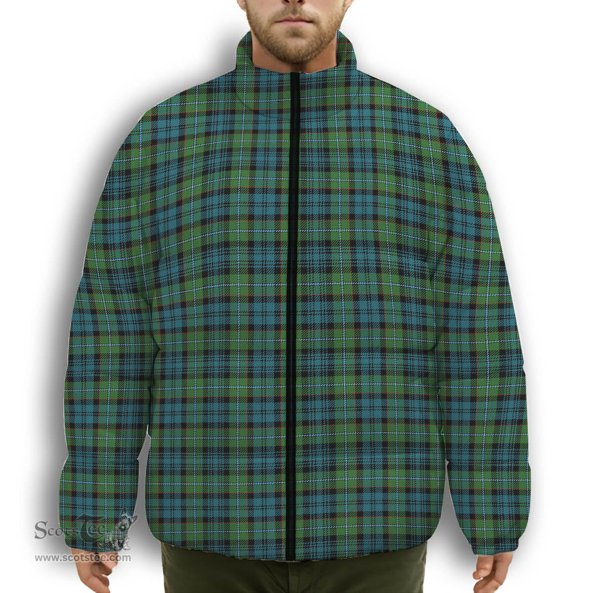 ScotsTee Shop Scottish Semple Ancient Premium Tartan Collar Down Jacket Winter White Duck Down Plaid