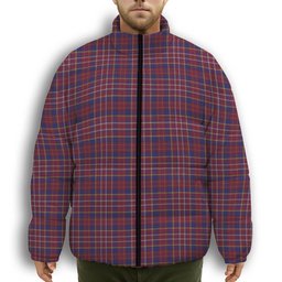 ScotsTee Shop Scottish Ruxton Hunting Premium Tartan Collar Down Jacket Winter White Duck Down Plaid