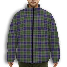 ScotsTee Shop Scottish MacGiboney or MacGibboney Premium Tartan Collar Down Jacket Winter White Duck Down Plaid