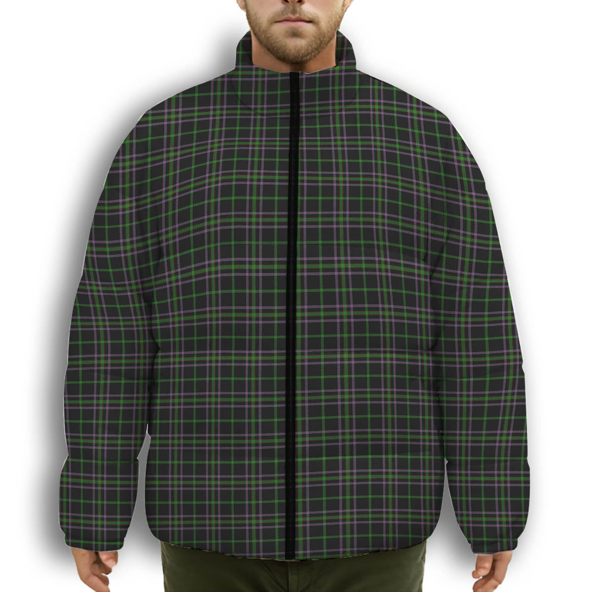 ScotsTee Shop Scottish O'Boyle Premium Tartan Collar Down Jacket Winter White Duck Down Plaid