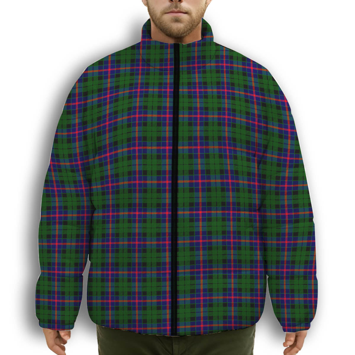 ScotsTee Shop Scottish Morrison Modern Premium Tartan Collar Down Jacket Winter White Duck Down Plaid