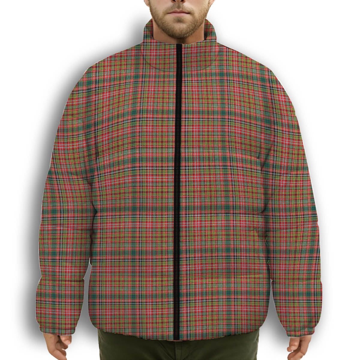 ScotsTee Shop Scottish Ogilvie (Ogilvy) of Strathallan Modern Premium Tartan Collar Down Jacket Winter White Duck Down Plaid
