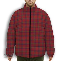 ScotsTee Shop Scottish Ross Old Premium Tartan Collar Down Jacket Winter White Duck Down Plaid
