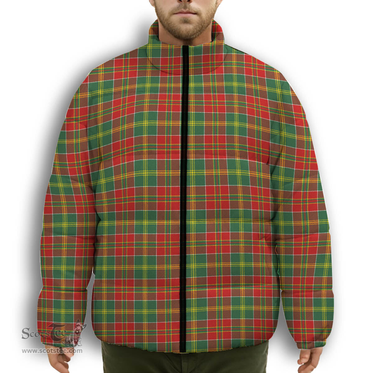 ScotsTee Shop Scottish MacDonald of Kingsburgh Modern Premium Tartan Collar Down Jacket Winter White Duck Down Plaid