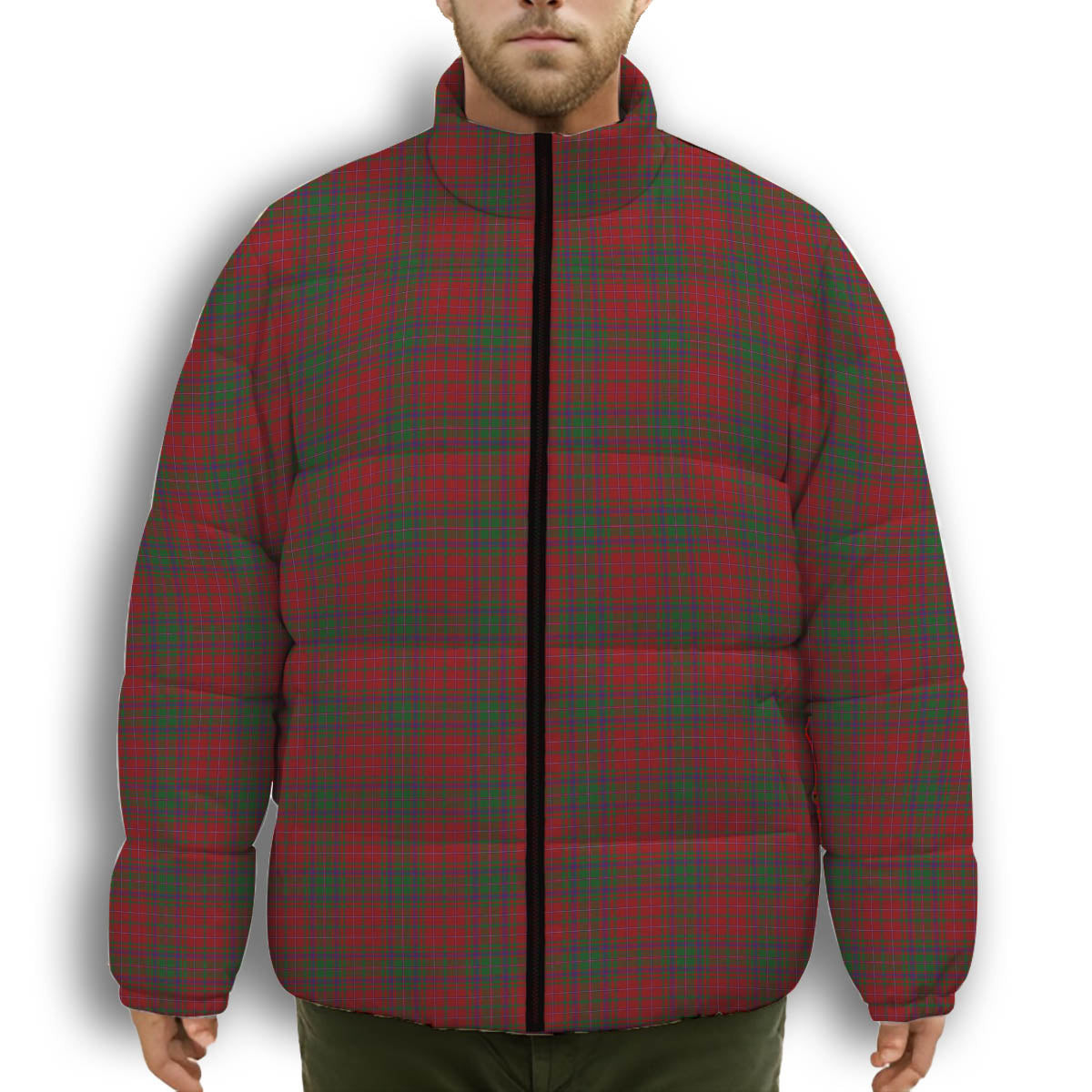 ScotsTee Shop Scottish MacDougal Premium Tartan Collar Down Jacket Winter White Duck Down Plaid