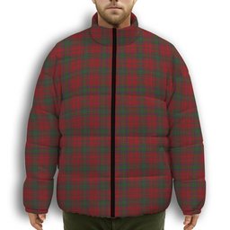 ScotsTee Shop Scottish MacDougal Premium Tartan Collar Down Jacket Winter White Duck Down Plaid