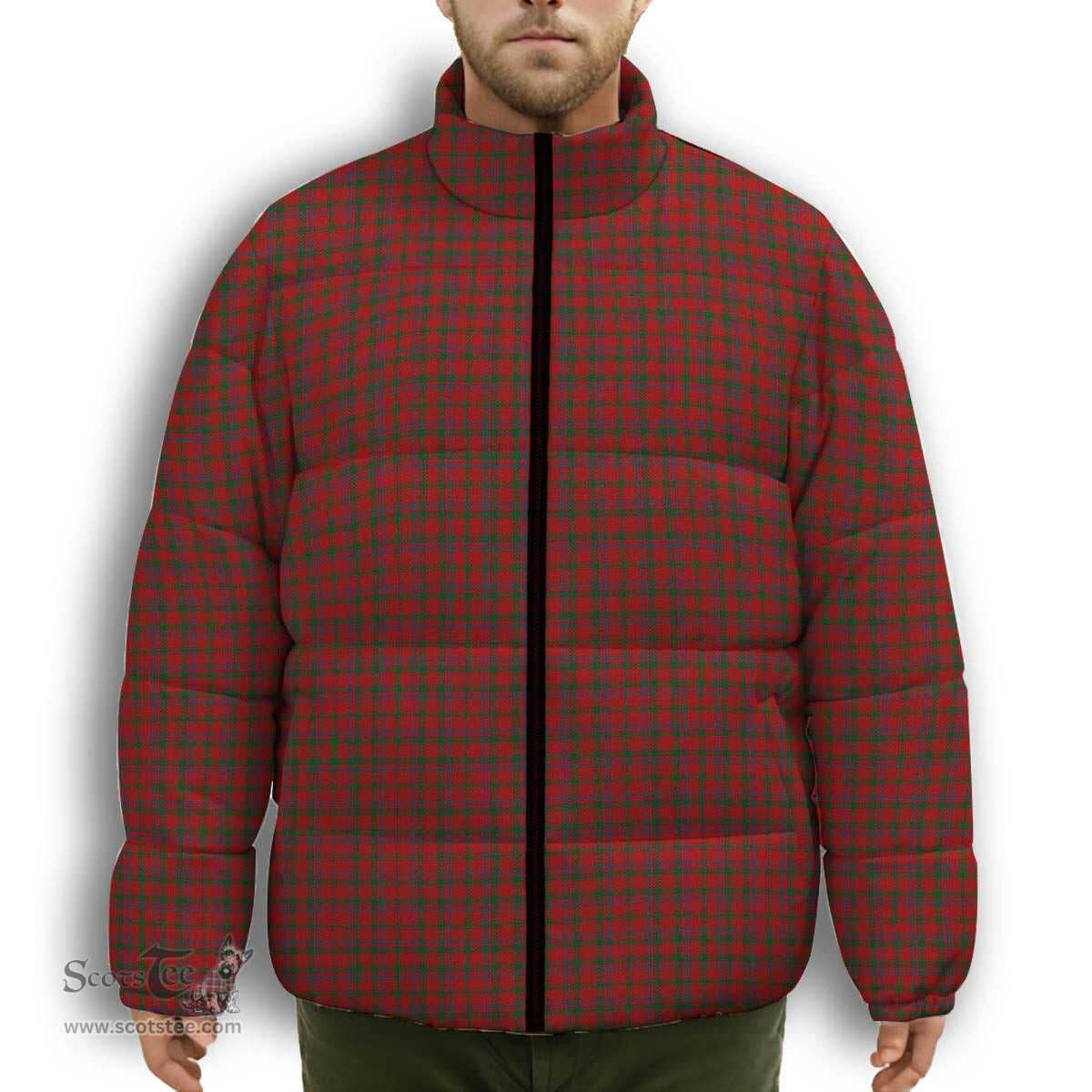 ScotsTee Shop Scottish MacColl Modern(1) Premium Tartan Collar Down Jacket Winter White Duck Down Plaid