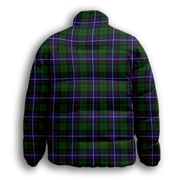 ScotsTee Shop Scottish Russell Modern Premium Tartan Collar Down Jacket Winter White Duck Down Plaid