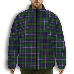 ScotsTee Shop Scottish Russell Modern Premium Tartan Collar Down Jacket Winter White Duck Down Plaid