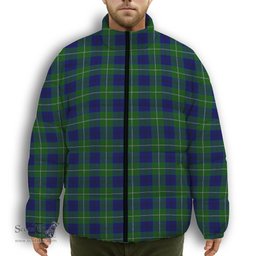 ScotsTee Shop Scottish Oliphant Modern Premium Tartan Collar Down Jacket Winter White Duck Down Plaid