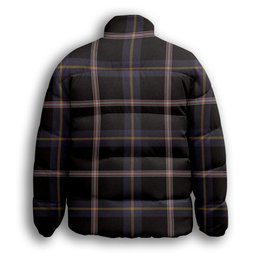 ScotsTee Shop Scottish Navy Dress Blue Premium Tartan Collar Down Jacket Winter White Duck Down Plaid