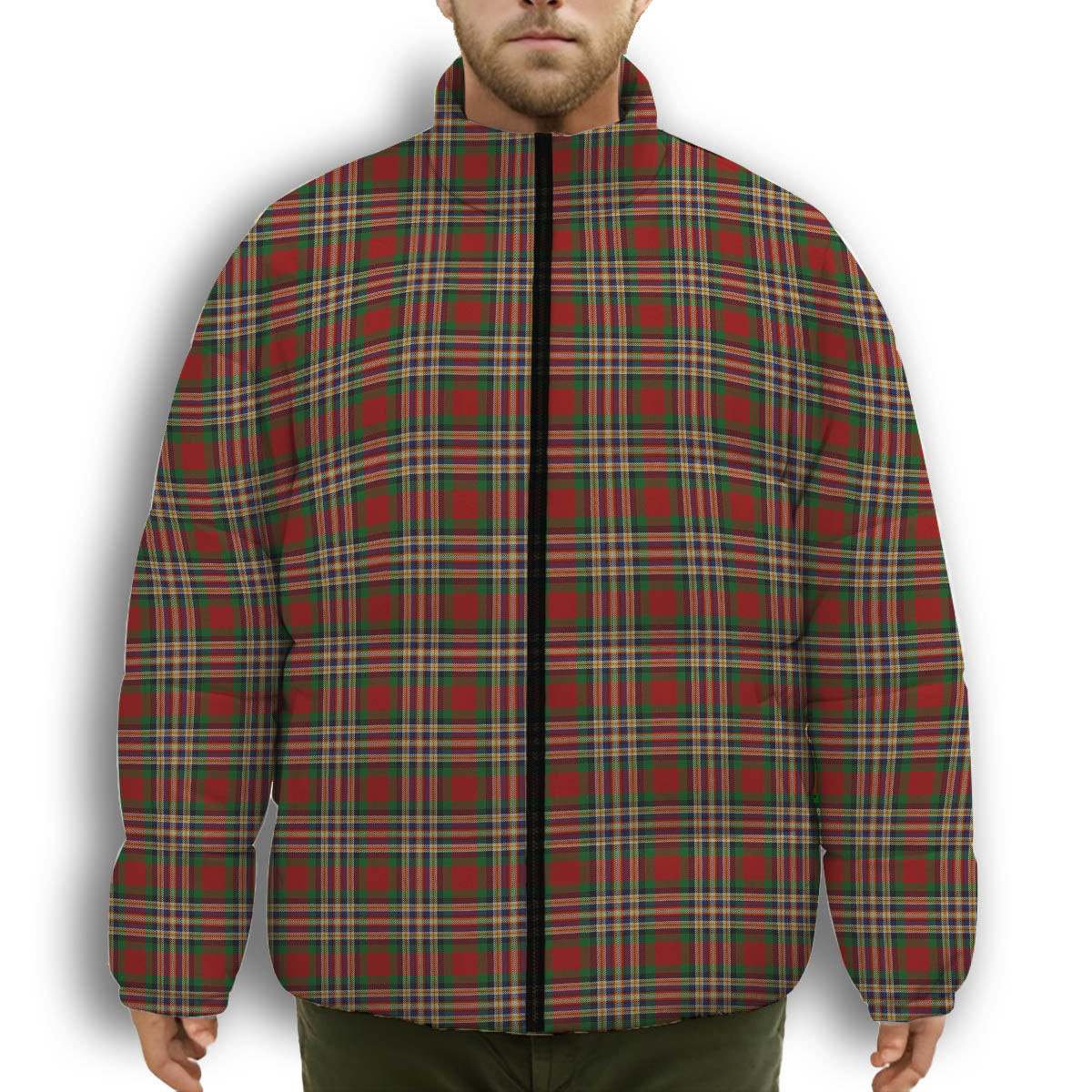 ScotsTee Shop Scottish MacGill Premium Tartan Collar Down Jacket Winter White Duck Down Plaid
