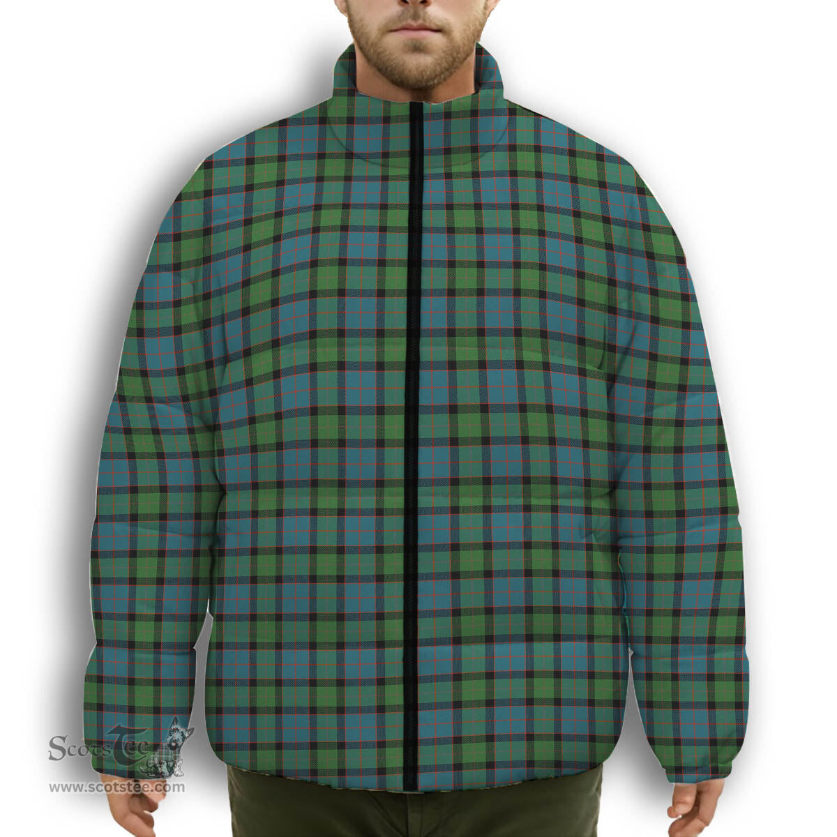 ScotsTee Shop Scottish MacWilliam (Williamson) Ancient Premium Tartan Collar Down Jacket Winter White Duck Down Plaid