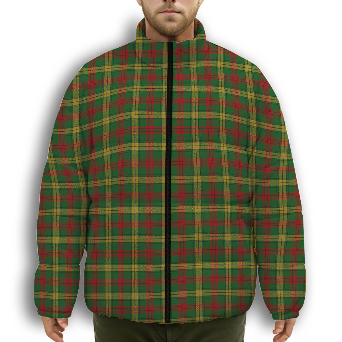 ScotsTee Shop Scottish McMillan Society of Glasgow Premium Tartan Collar Down Jacket Winter White Duck Down Plaid