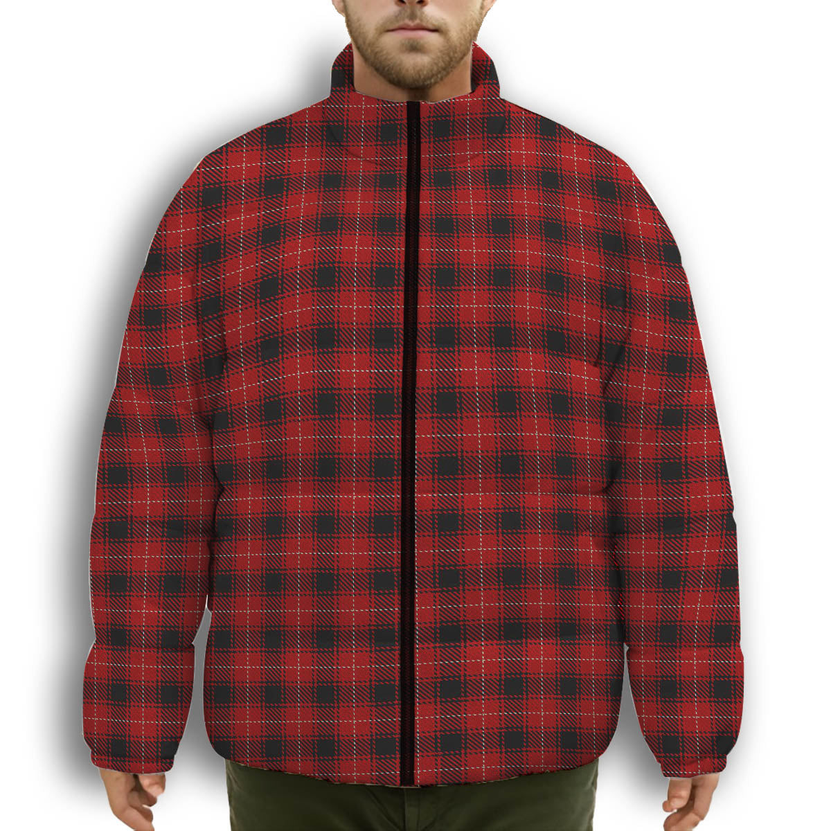 ScotsTee Shop Scottish McIvor Premium Tartan Collar Down Jacket Winter White Duck Down Plaid