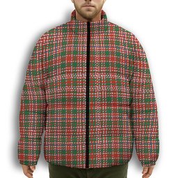 ScotsTee Shop Scottish MacAlister Ancient Clan Premium Tartan Collar Down Jacket Winter White Duck Down Plaid