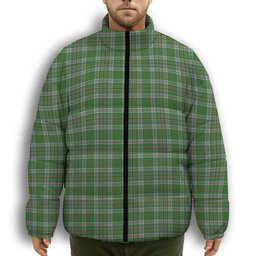 ScotsTee Shop Scottish Kennedy Ancient Clan Premium Tartan Collar Down Jacket Winter White Duck Down Plaid