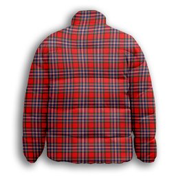 ScotsTee Shop Scottish McFarlane Modern Premium Tartan Collar Down Jacket Winter White Duck Down Plaid