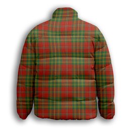 ScotsTee Shop Scottish Leask Ancient Premium Tartan Collar Down Jacket Winter White Duck Down Plaid