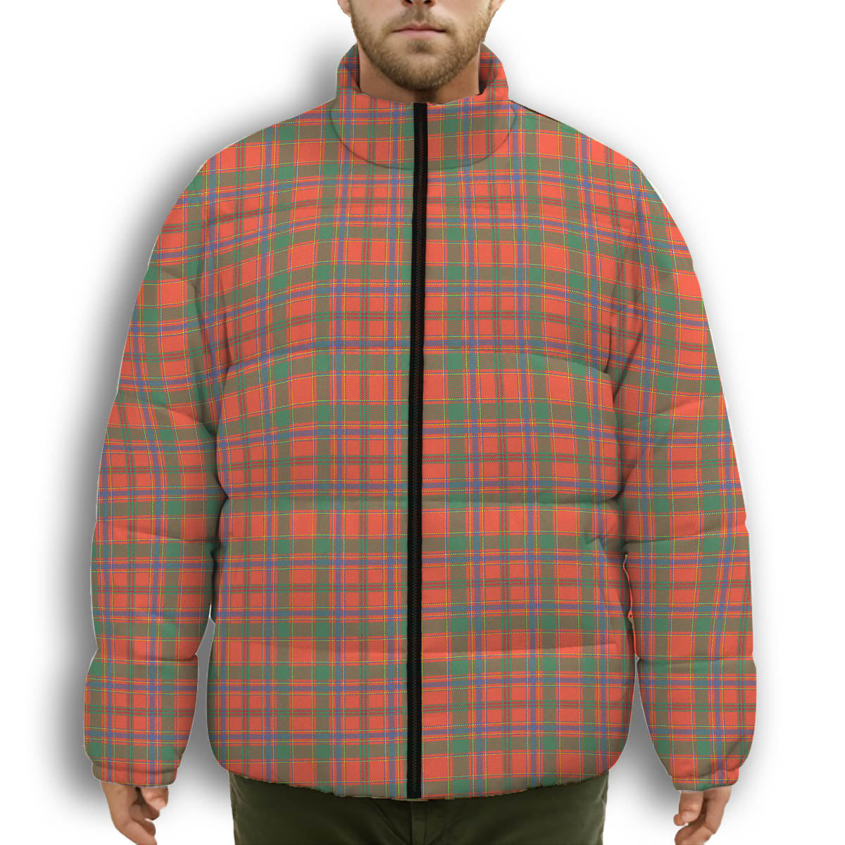 ScotsTee Shop Scottish Monroe Ancient Premium Tartan Collar Down Jacket Winter White Duck Down Plaid