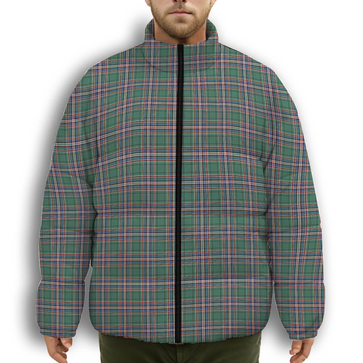 ScotsTee Shop Scottish McFarlane Hunting Ancient Premium Tartan Collar Down Jacket Winter White Duck Down Plaid