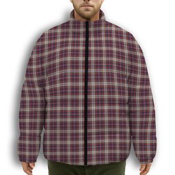 ScotsTee Shop Scottish McFarland Dress Premium Tartan Collar Down Jacket Winter White Duck Down Plaid