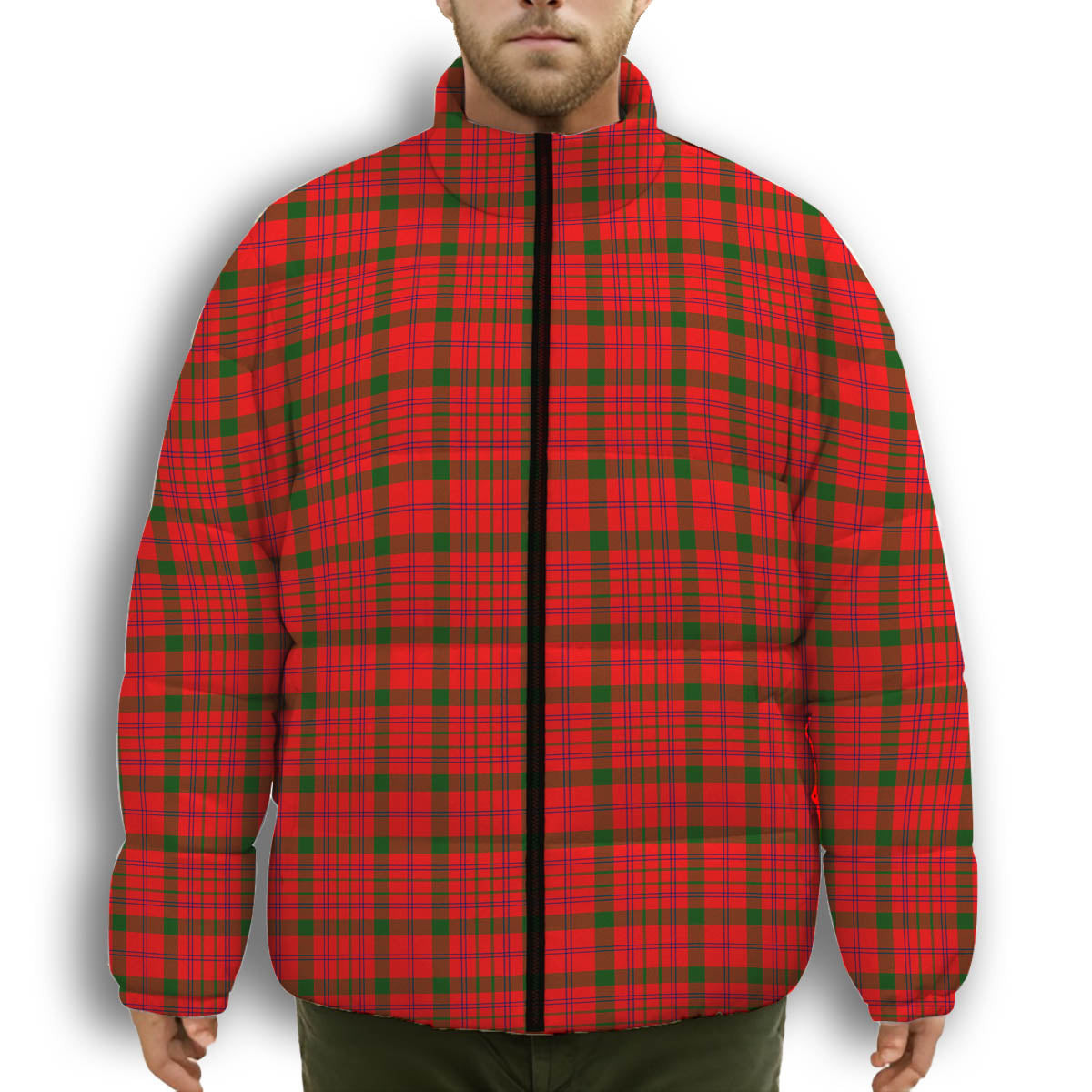 ScotsTee Shop Scottish MacDonnell of Keppoch Modern SC Premium Tartan Collar Down Jacket Winter White Duck Down Plaid