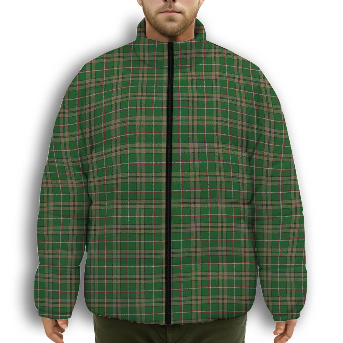 ScotsTee Shop Scottish O'Neill Premium Tartan Collar Down Jacket Winter White Duck Down Plaid