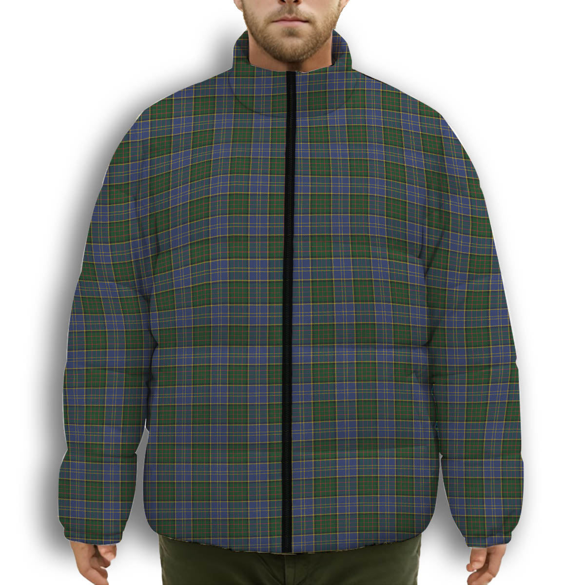 ScotsTee Shop Scottish McMillan Hunting Premium Tartan Collar Down Jacket Winter White Duck Down Plaid