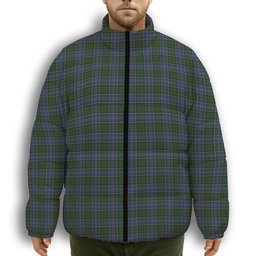 ScotsTee Shop Scottish McMillan Hunting Premium Tartan Collar Down Jacket Winter White Duck Down Plaid