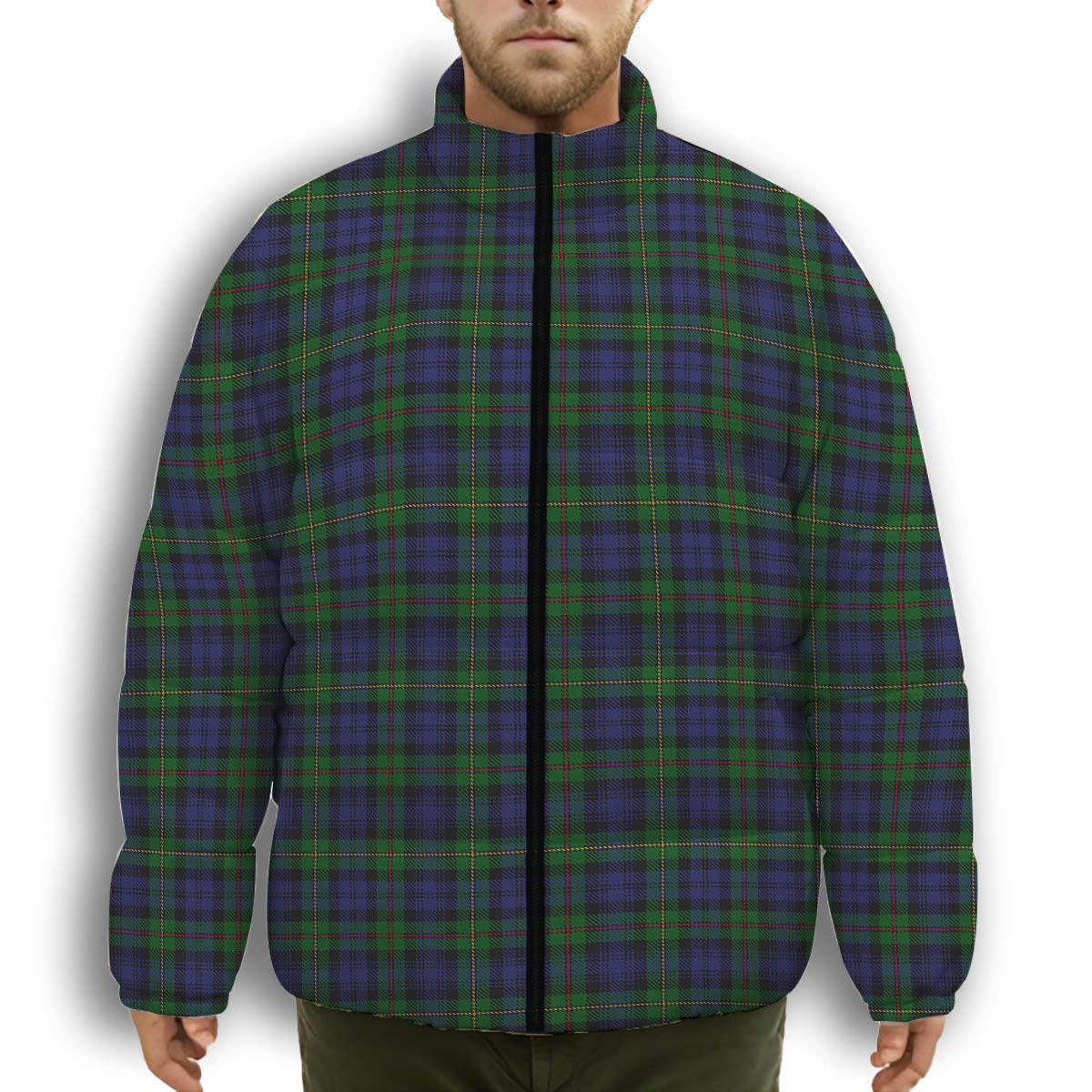ScotsTee Shop Scottish MacEwen Clans Originaux Premium Tartan Collar Down Jacket Winter White Duck Down Plaid