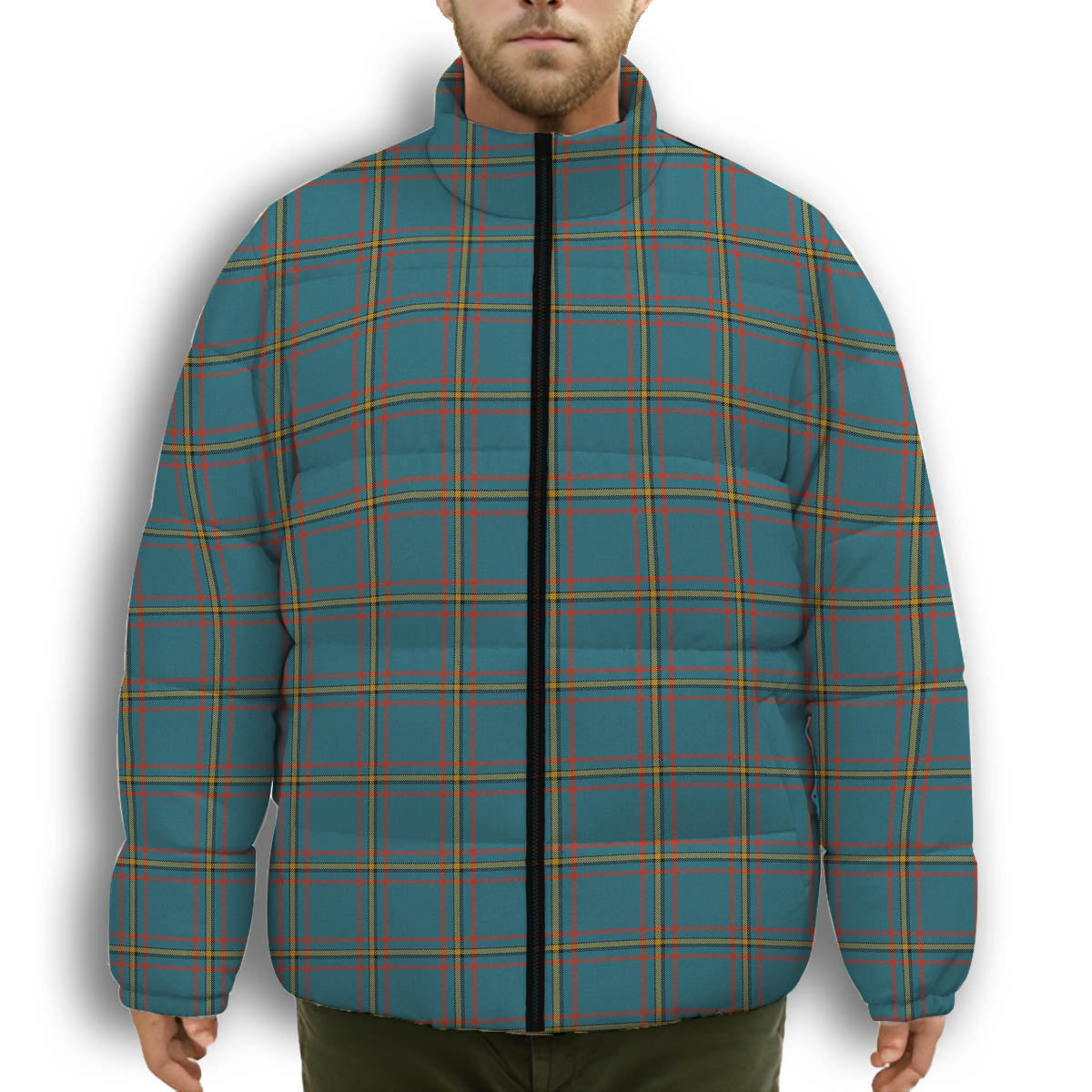 ScotsTee Shop Scottish MacLaine of Lochbuie Hunting Ancient Premium Tartan Collar Down Jacket Winter White Duck Down Plaid